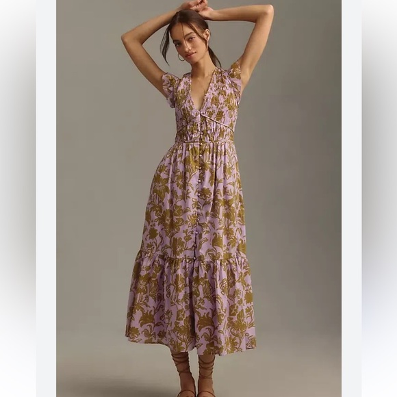 Anthropologie Dresses & Skirts - NWT Anthropologie Peregrine Boho Midi Dress | Mauve Floral | Size M